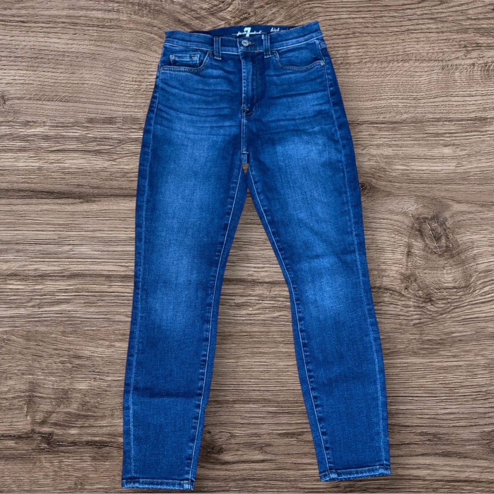 7 FOR ALL MANKIND High Waist Ankle Gwenevere Medium Wash Denim Jeans Womens 27